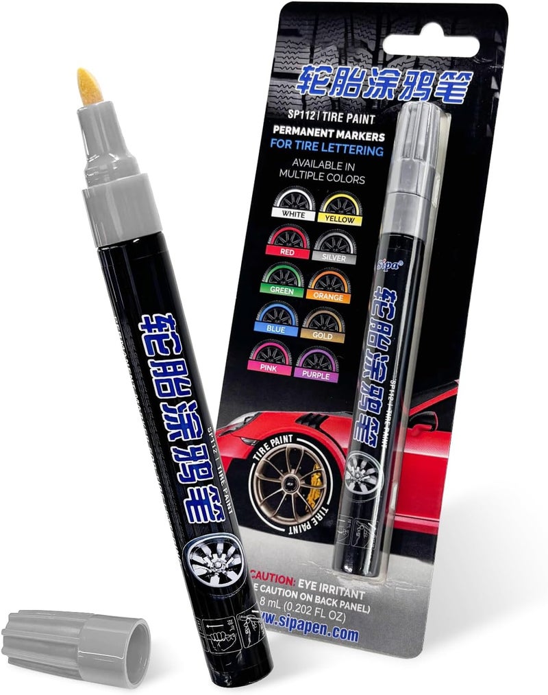 NYTKL Tire Paint Pen for Car, Waterproof Paint Pens Oil-Based Markers for Tire Lettering, Quick Dry Non-Fading Tyre Pen Permanent Drawing Marker for Car Truck Motorcycle Tires (Silver) - Image 1